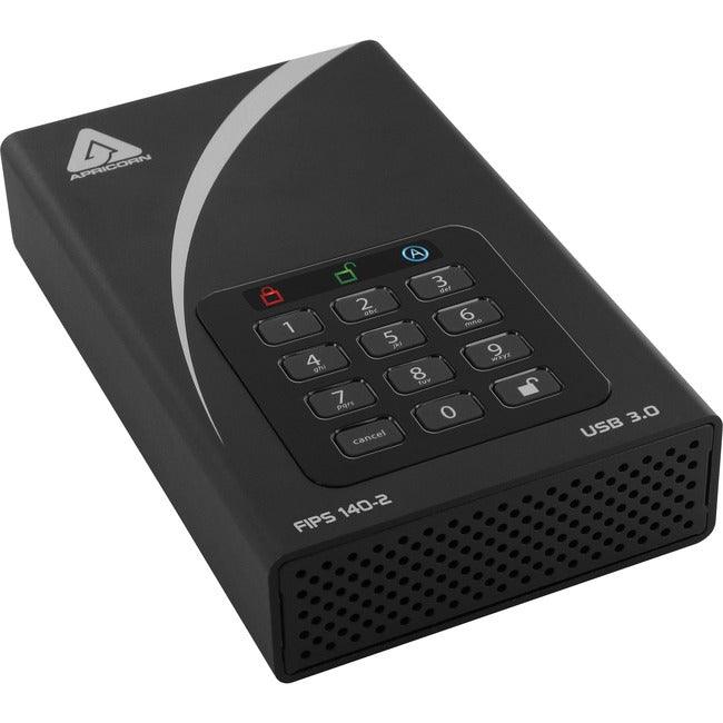 Apricorn Aegis Padlock DT FIPS ADT-3PL256F-10TB 10 TB Desktop Hard Drive - 3.5" External - Black - TAA Compliant