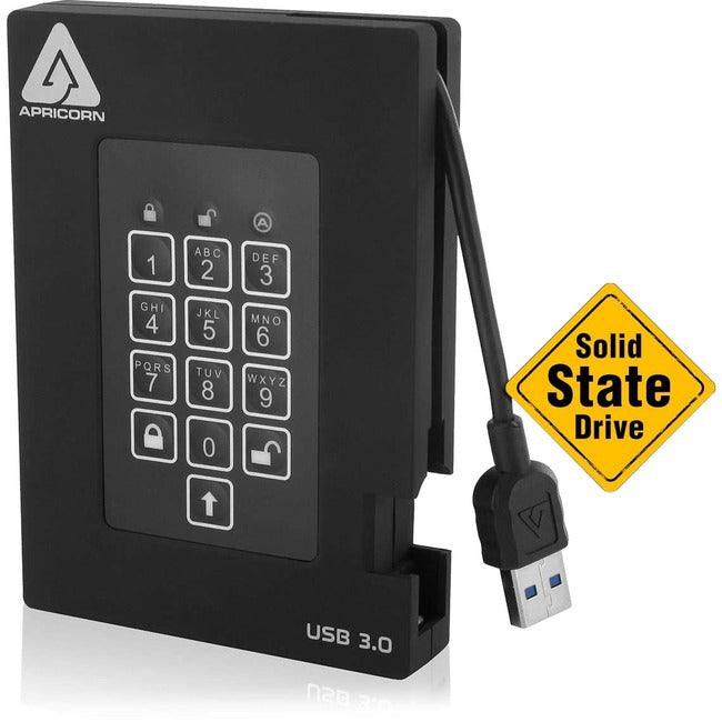 Apricorn Aegis Padlock Fortress A25-3PL256-S2000F 2 TB Solid State Drive - 2.5" External - Black