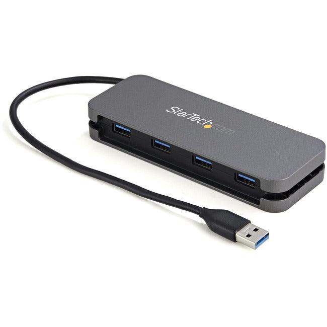 StarTech.com Hub USB 3.0 4 ports, 4x USB-A, 5 Gbit/s Hub USB Type-A pour ordinateur portable/de bureau, alimenté par bus USB, câble de 28 cm de long avec gestion des câbles
