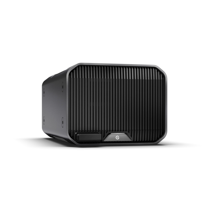 G-RAID PROJECT 2 desktop hard drive with a mag inserted viewed from the front and angled to the right