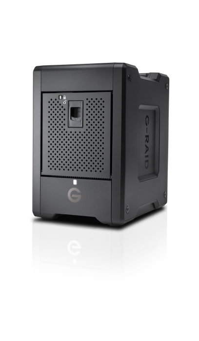 G-RAID Shuttle 4 viewed from the front and angled to the left