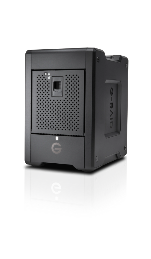 G-RAID Shuttle 4 viewed from the front and angled to the left