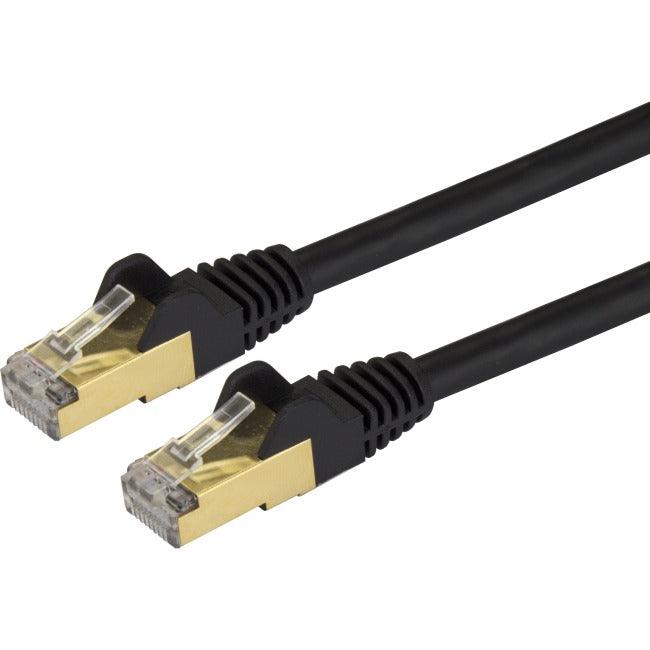 StarTech.com 9ft CAT6a Ethernet Cable - 10 Gigabit Category 6a Shielded Snagless 100W PoE Patch Cord - 10GbE Black UL Certified Wiring/TIA