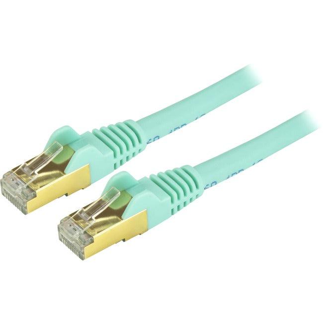 StarTech.com 30ft CAT6a Ethernet Cable - 10 Gigabit Category 6a Shielded Snagless 100W PoE Patch Cord - 10GbE Aqua UL Certified Wiring/TIA