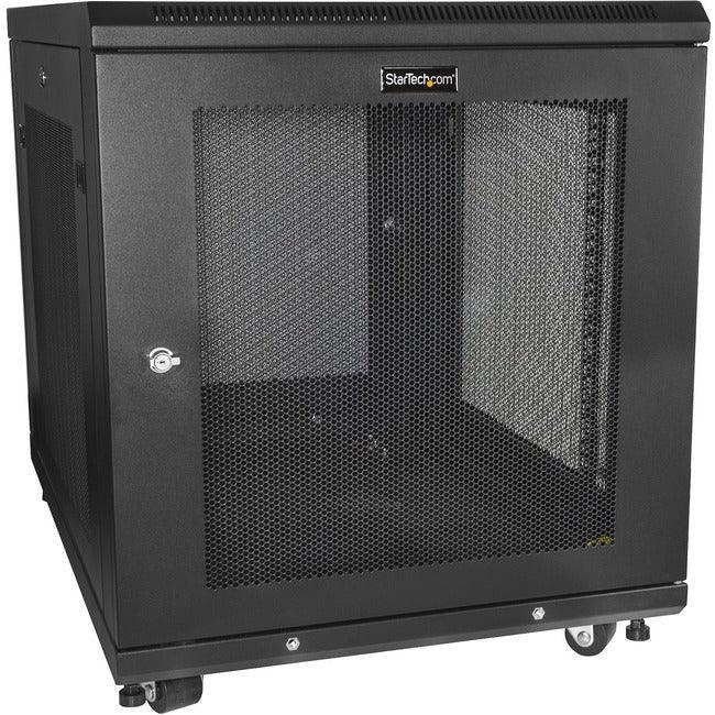 StarTech.com 12U 19" Server Rack Cabinet - 4 Post Adjustable Depth 2-30" Mobile Locking Vented IT/Data Network Enclosure w/Casters & Shelf