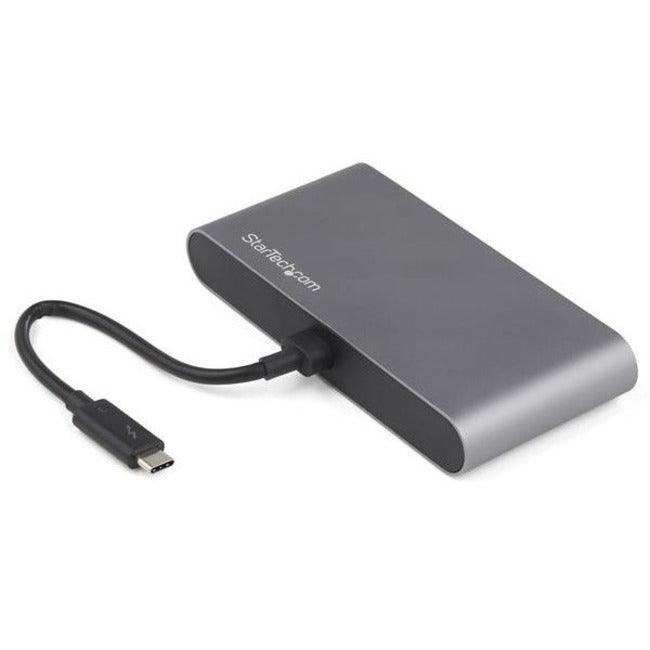 StarTech.com Thunderbolt 3 Mini Dock - Portable Dual Monitor TB3 Docking Station DisplayPort 4K 60Hz - 1x USB-A, GbE - 28cm (11") Cable