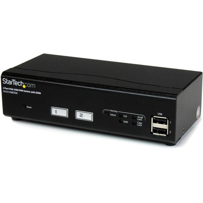 StarTech.com 2 Port USB VGA KVM Switch with DDM Fast Switching Technology and Cables