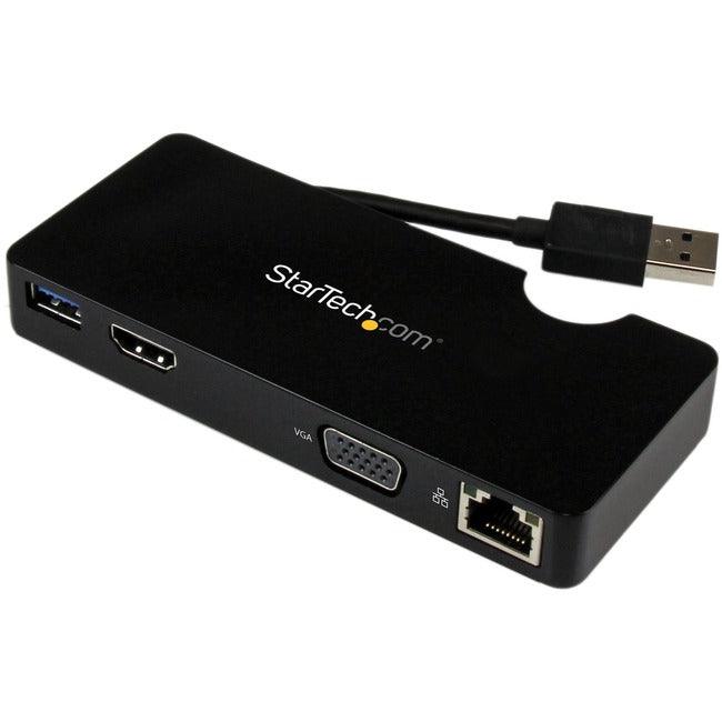 StarTech.com Portable Laptop Docking Station - HDMI or VGA and Gigabit Ethernet - USB 3.0 Universal Dock for Mac / Windows (USB3SMDOCKHV)StarTech.com Travel Docking Station for Laptops - HDMI or VGA - USB 3.0 - Portable Universal Laptop Mini Dock