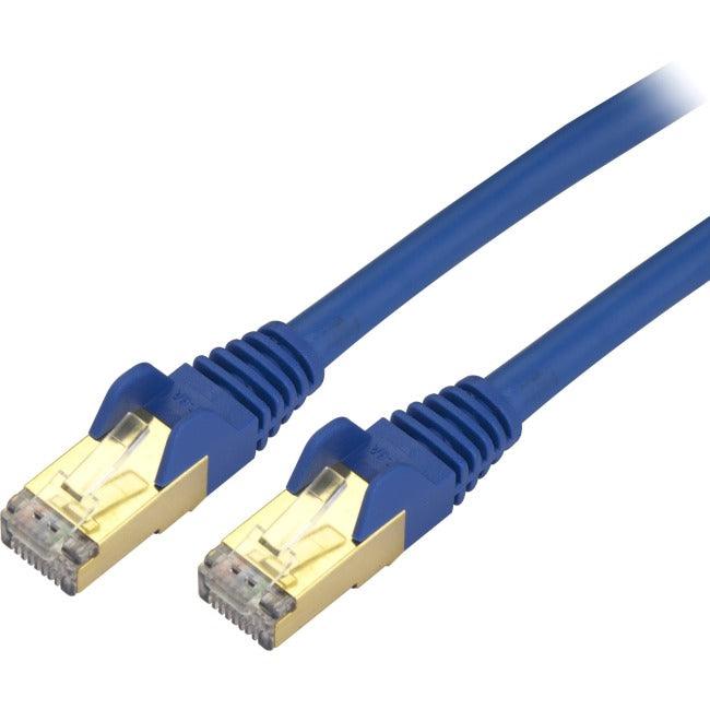 StarTech.com 1 ft CAT6a Ethernet Cable - 10 Gigabit Category 6a Shielded Snagless RJ45 100W PoE Patch Cord - 10GbE Blue UL/TIA Certified