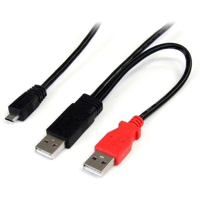 StarTech.com 1 ft USB Y Cable for External Hard Drive - Dual USB A to Micro B