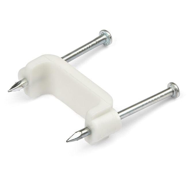 StarTech.com 100 Pack Cable Clips with Nails - Two Steel Nails - Reusable Nail-in Clamps - Cord Mounting Clips/Fasteners/Tacks White - TAA