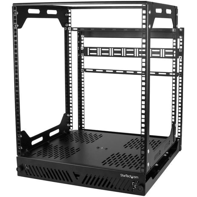 StarTech.com 12U 19" Open Frame Network Rack - Slide Out 4 Post 17" Deep Data/AV/IT/Computer Equipment Rack - Rotating/Pull Out/Pivoting