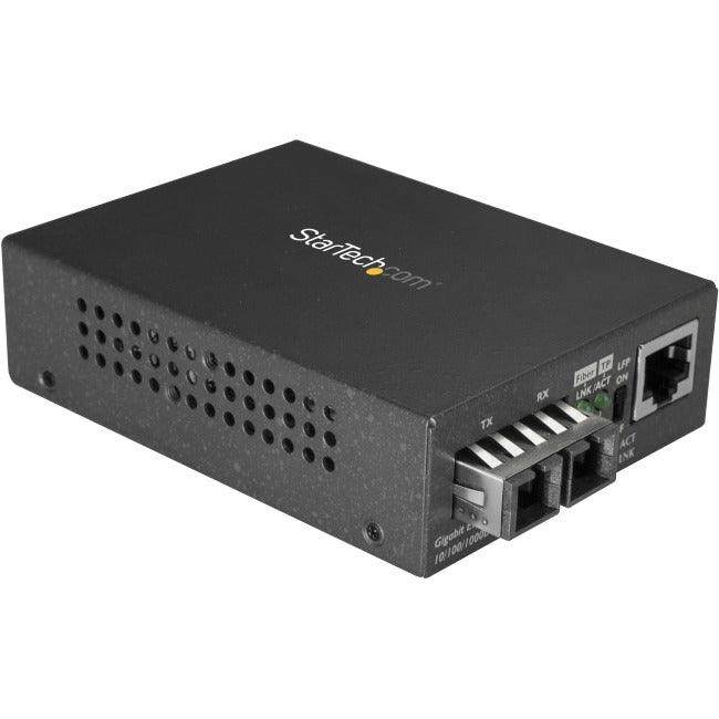 StarTech.com Multimode SC Fiber Ethernet Media Converter - 1000BASE-SX Gigabit Fiber Optic to Copper Bridge - 10/100/1000 Network - 550m