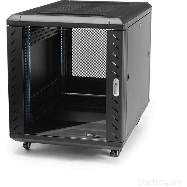 StarTech.com 12U AV Rack Cabinet - Network Rack with Glass Door - 19 inch Computer Cabinet for Server Room or Office (RK1236BKF)