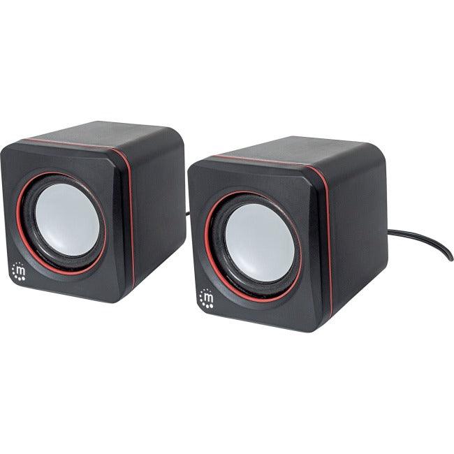 Manhattan 161435 2.0 Portable Speaker System - 6 W RMS - Black