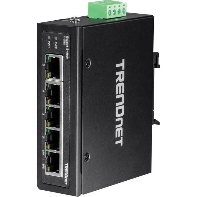 TRENDnet 5-Port Hardened Industrial Gigabit DIN-Rail Switch