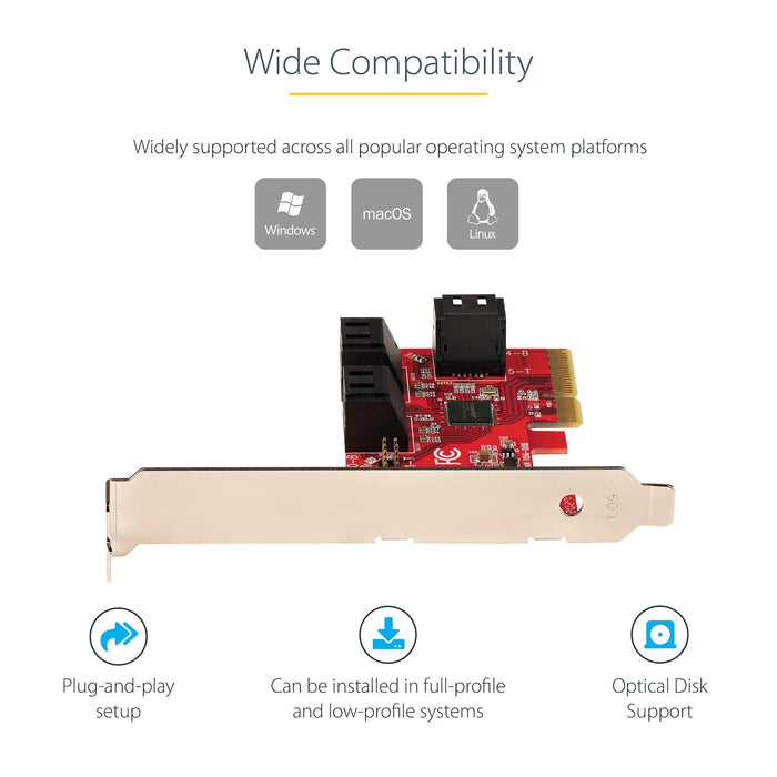 Startech Sata Iii 6gbps Pcie 3.0 X4 Card - Sata Expansion Adapter Card - 6-port Sata To P