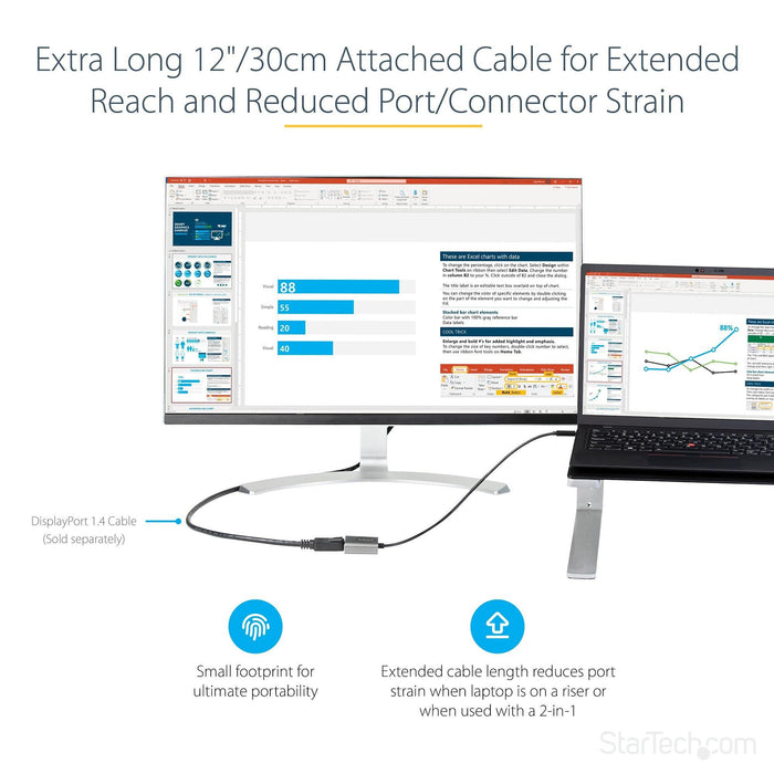 Startech Usb-c To Displayport Adapter Dongle (dp 1.4) With Dsc/hbr3/hdcp 2.2/1.4; 8k 60hz